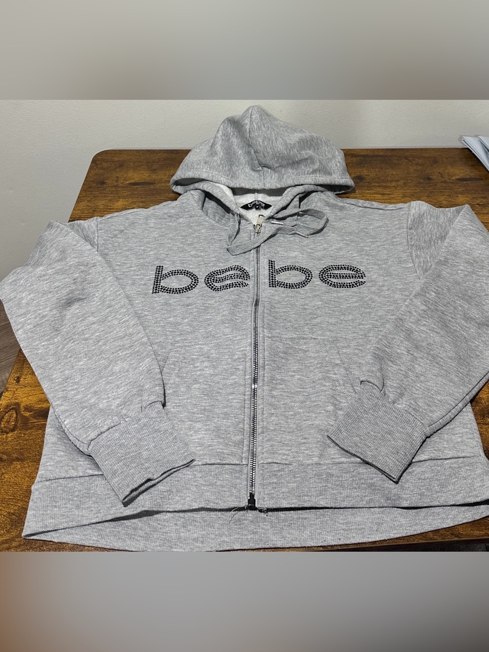 BEBE Sport Rhinestone Zip-Up Hoodie